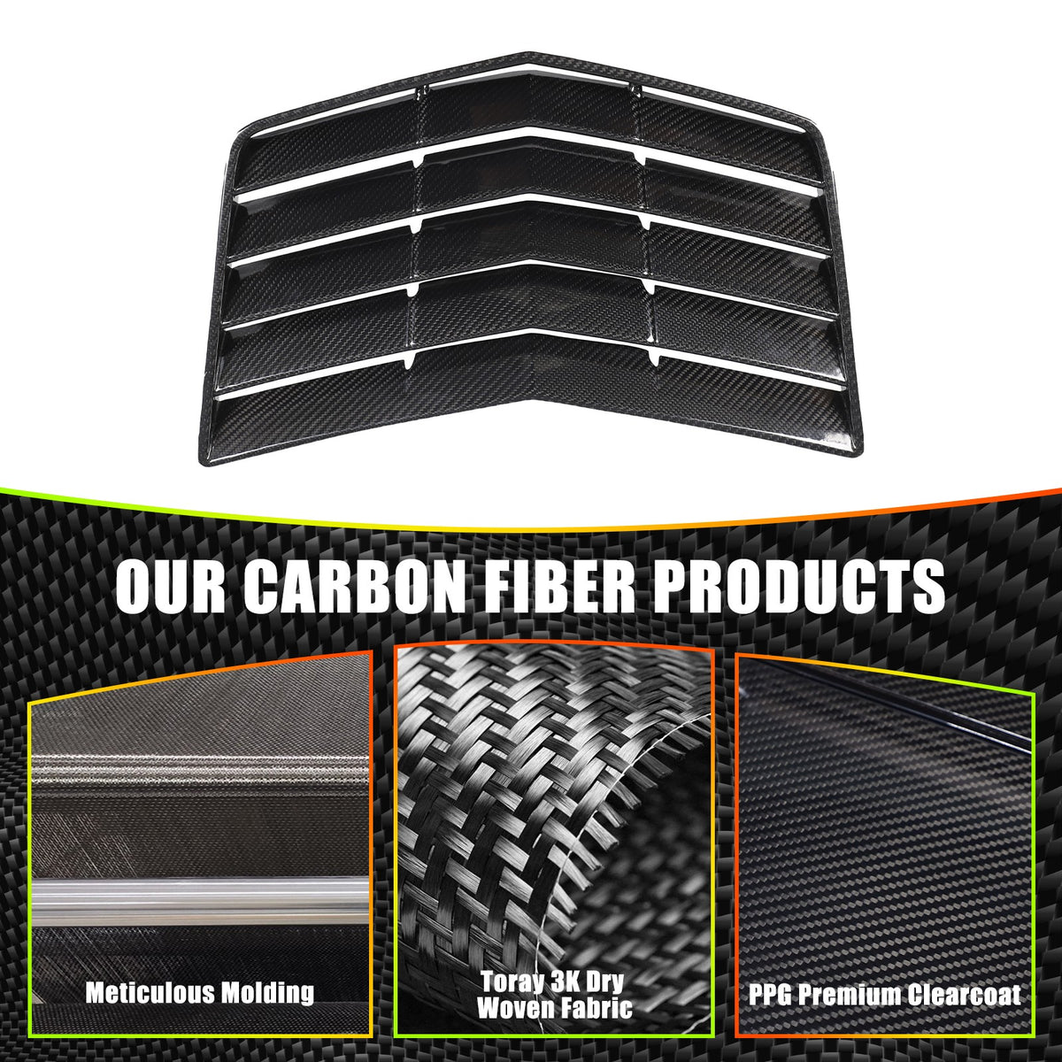 Real Carbon Fibe Front Bumper Hood Vent Louver Cover Kit For Corvette C7 2014-19 3