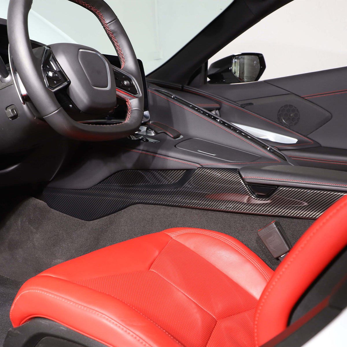 ABS Carbon Fiber Center Console Side Trim Strip Cover For Corvette C8 2020-2026 8