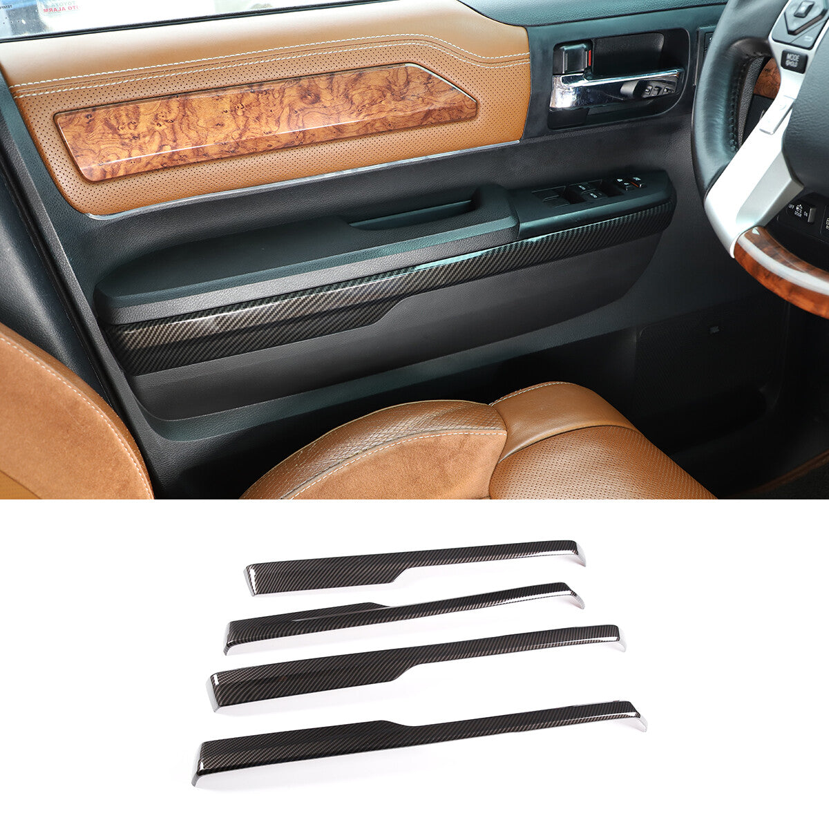Carbon fiber Color Door Armrest Panel Trim For Toyota Tundra Crew Cab 14-20 6