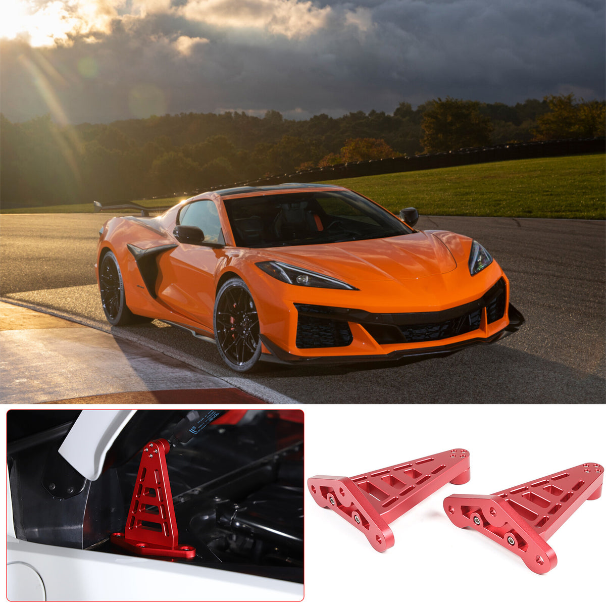 Replacement Red RaceLite Rear Hatch Support Brackets For Corvette C8 2020-2026 18