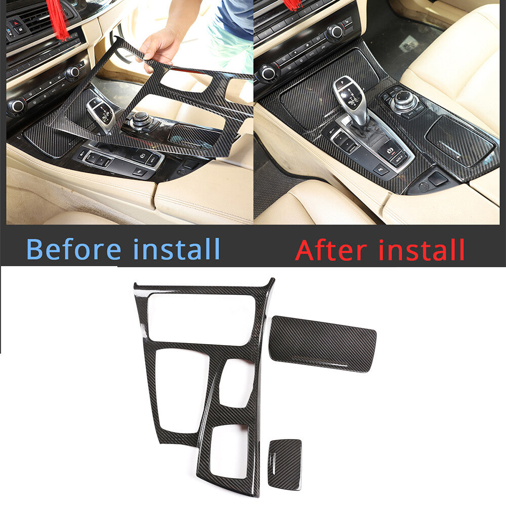 Dry Carbon Fiber For BMW 5 Series F10 2011-2016 Console Gear Box Panel Cover 1