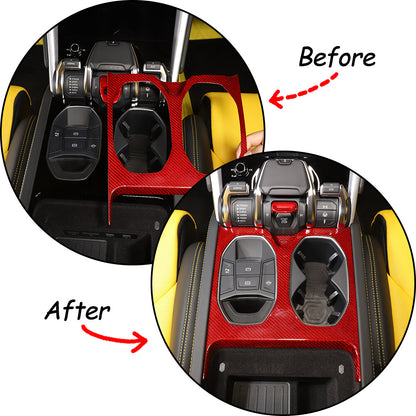 Red Carbon Central Gear Shift Cup Holder Panel Trim For Lamborghini URUS 18-23 6