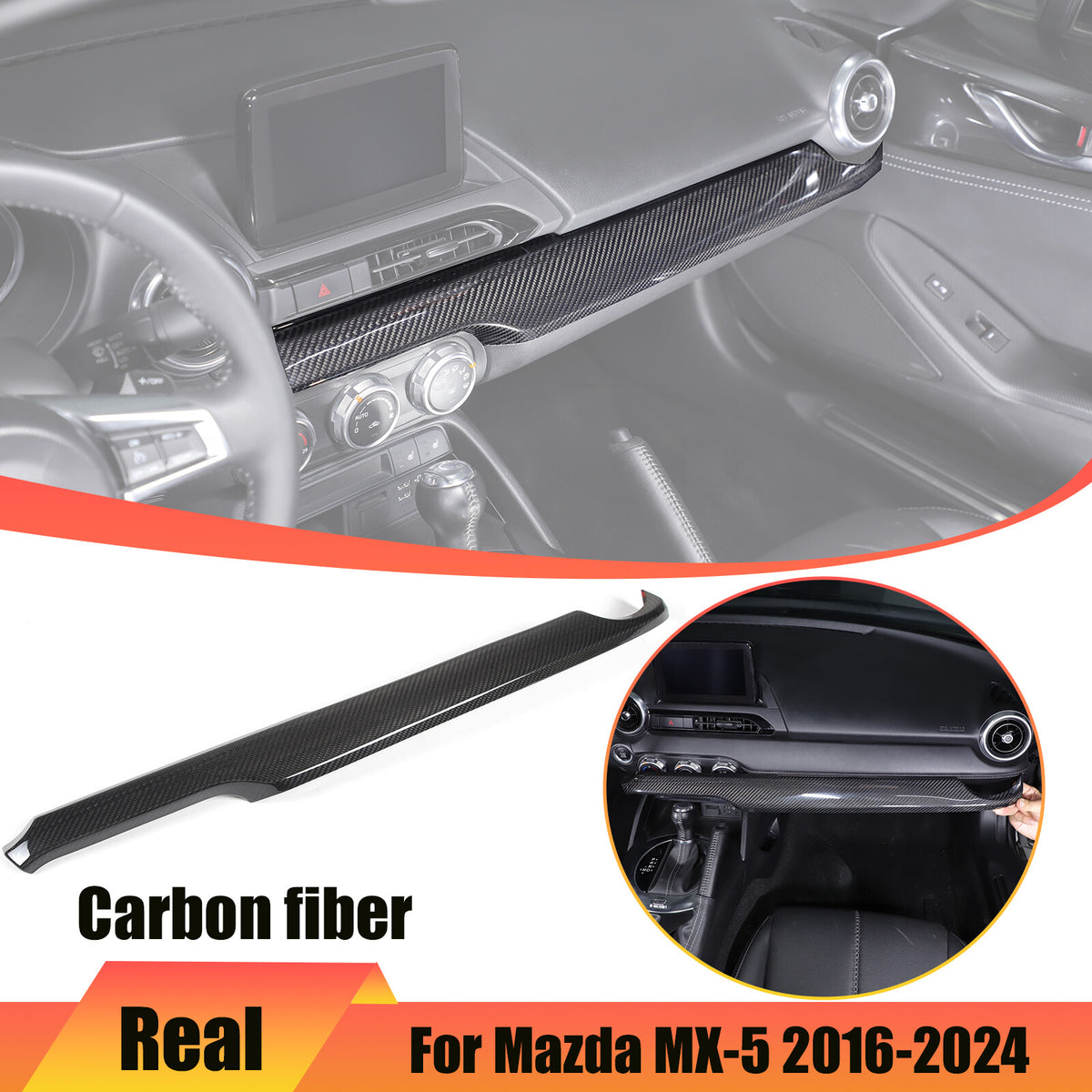 Real Dry Carbon Fiber Interior Center Console Trim Set For Mazda MX-5 Miata 16+ - Styles 1-5 1