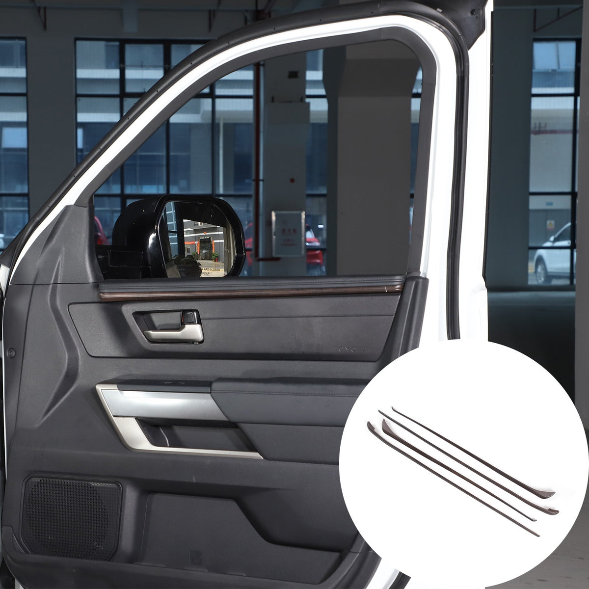Wood Grain ABS Inner Upper Door Panel Trim For Toyota Tundra CrewMax Cab 2022+ 7