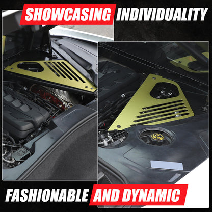 Yellow Engine Bay Side Panel Cover Overlay Coupe For Corvette C8 2020-26 8