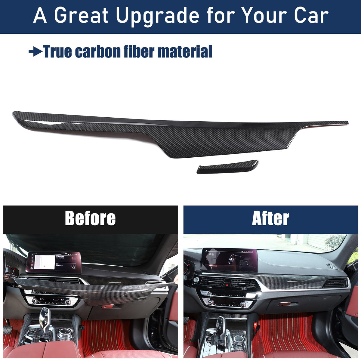 Real Dry Carbon Fiber Dashboard Trim For BMW 5 Series G30/G38 6 GT G32 2017-23 19