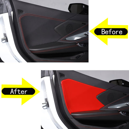 Red ABS Interior Door Anti-Kick Panel Cover Trim Frame For Corvette C8 20-26 6
