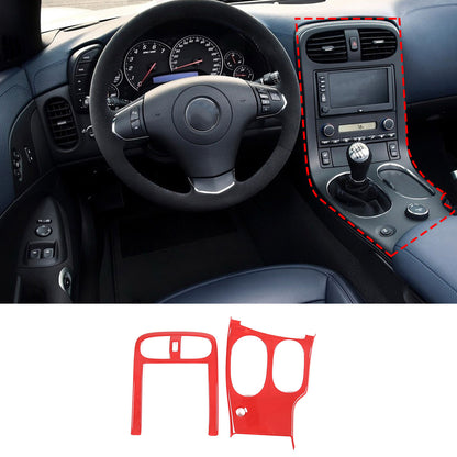 Red ABS Center Console Car Gear Shift Panel Cover Trim For 2005-2013 Corvette C6 3