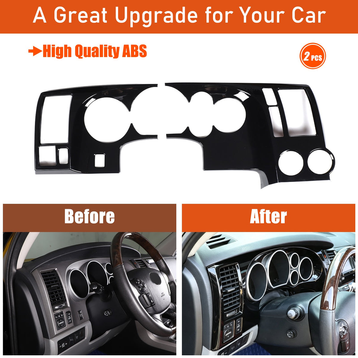 Glossy Piano Black ABS Instrument Panel Trim Cover For Toyota Tundra 2007-2013 2