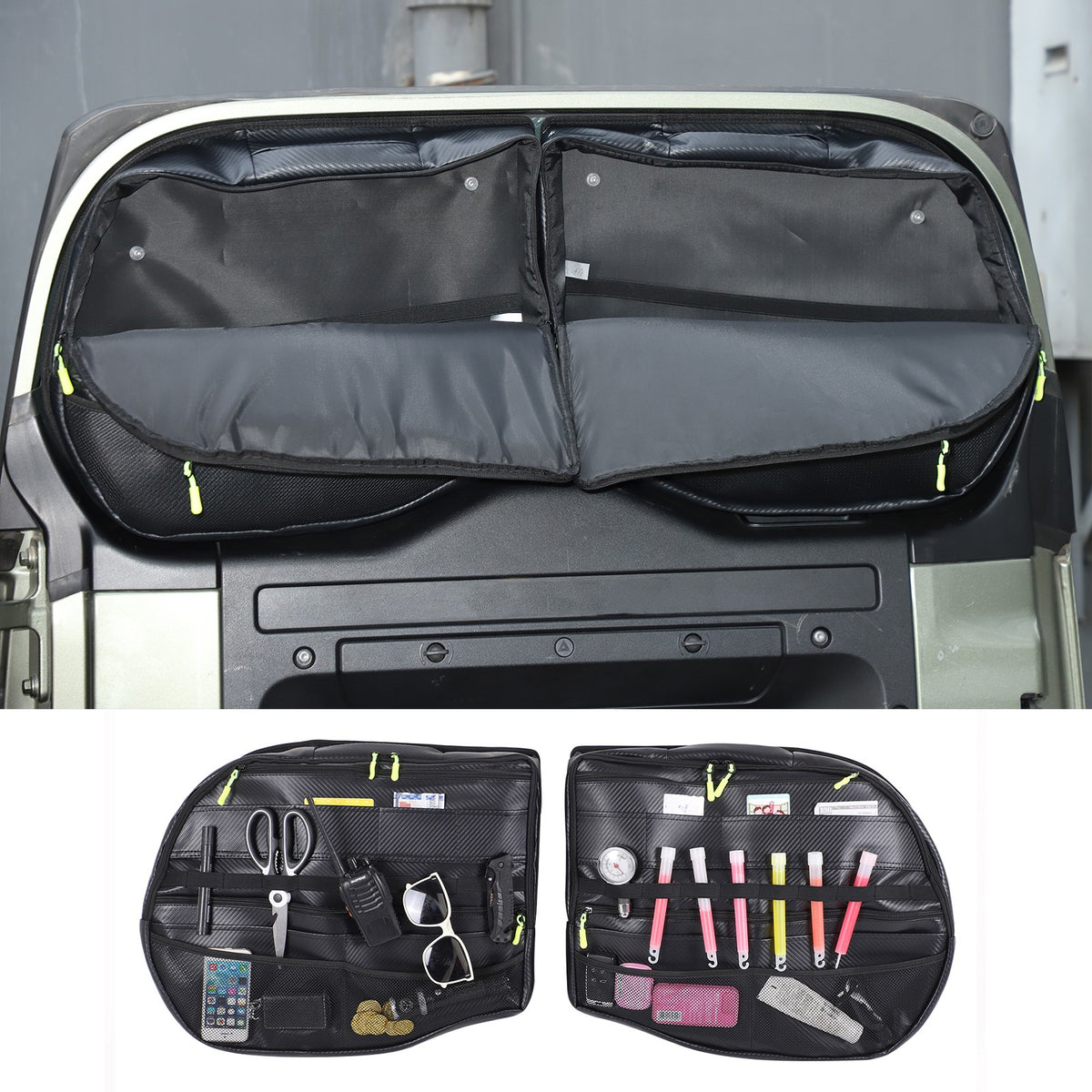 Carbon Pattern Tailgate Window Storage Bag For Land Rover Defender L663 2020+ 8