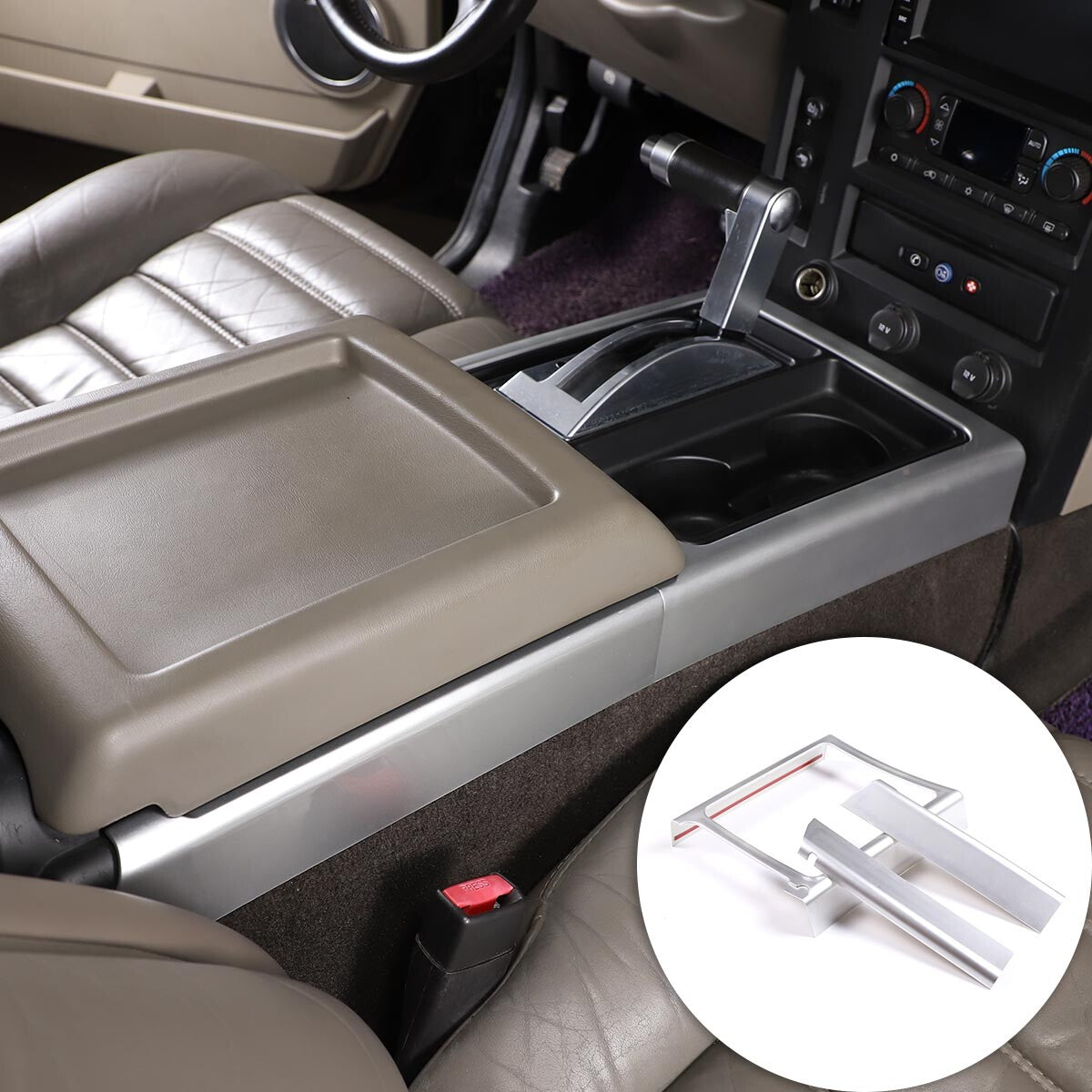 Silver Interior Gear Shift Panel Side Trim Cover For Hummer H2 2003-2007 2