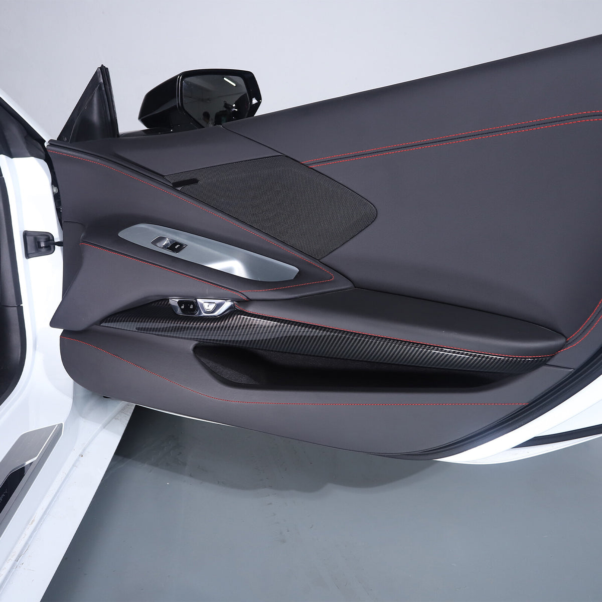 Carbon Fiber ABS Interior Door Panel Cover Trim Frame for Corvette C8 20-26 8