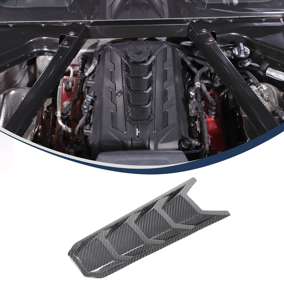 Real Carbon Fiber Engine Hood Center U-Shaped Cover Trim For Corvette C8 2020+ 2
