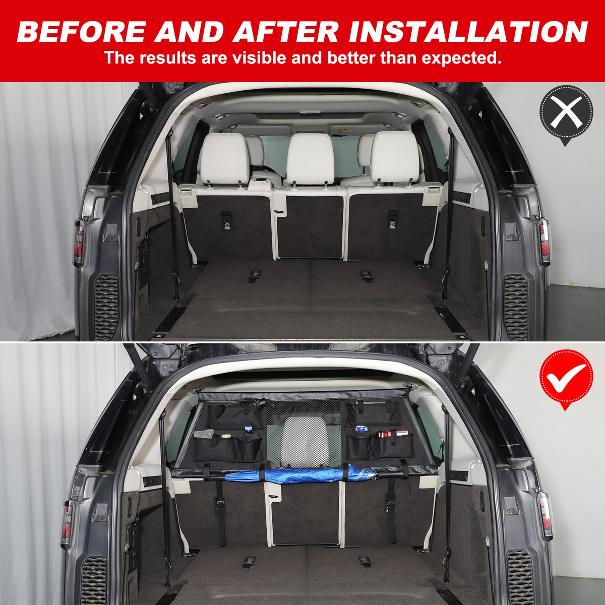 Trunk Divider Net Storage Bag Box Tray For Land Rover Discovery 5 L462 2017+ 8