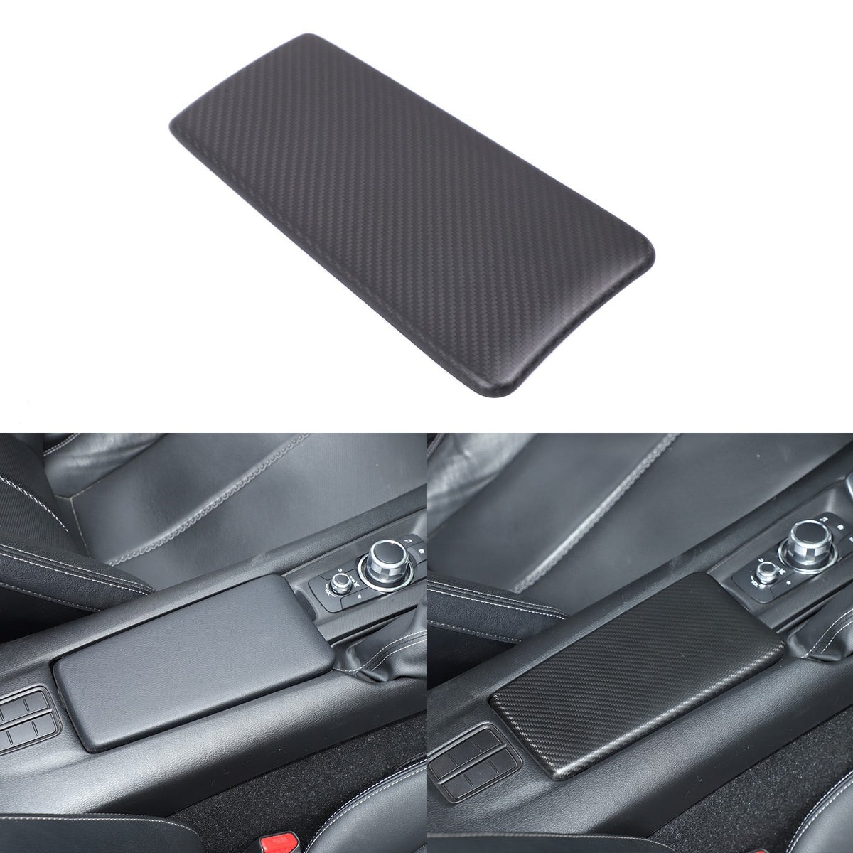 Matte Real Carbon Fiber Center Console Armrest Trim For Mazda MX-5 Miata 2016+ 17
