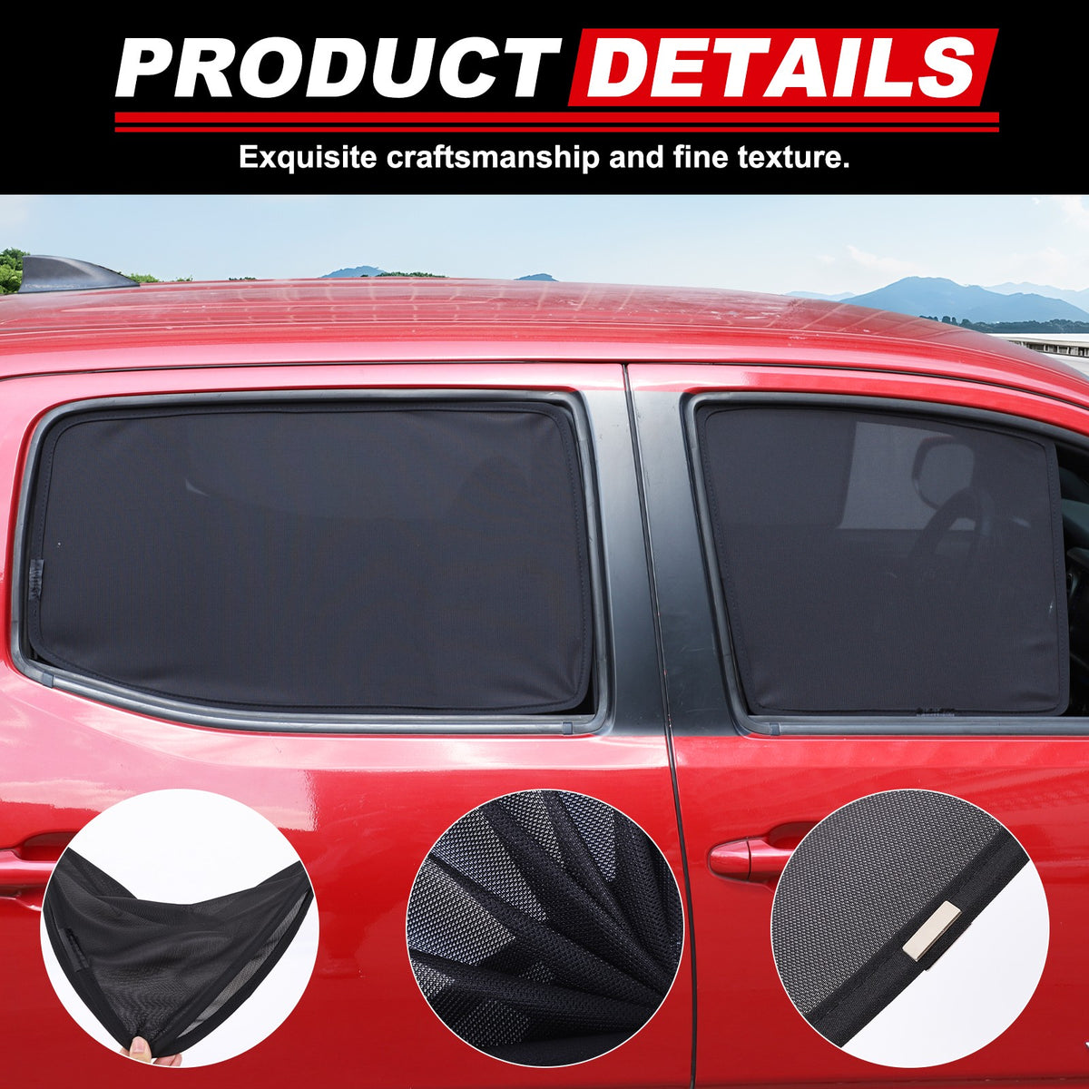 Front Rear Window Sun Shade Cover Mesh Shield Screen For Toyota Tacoma 2016-2022 19