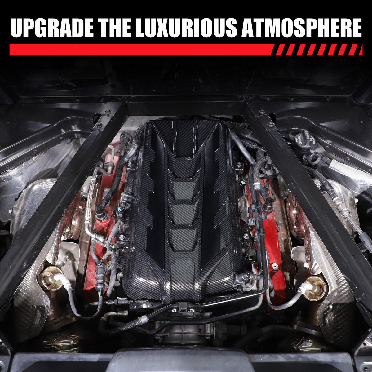 ABS Carbon Fiber Engine Bay Panel Cover in Edge Black For Corvette Coupe C8 20+ 10