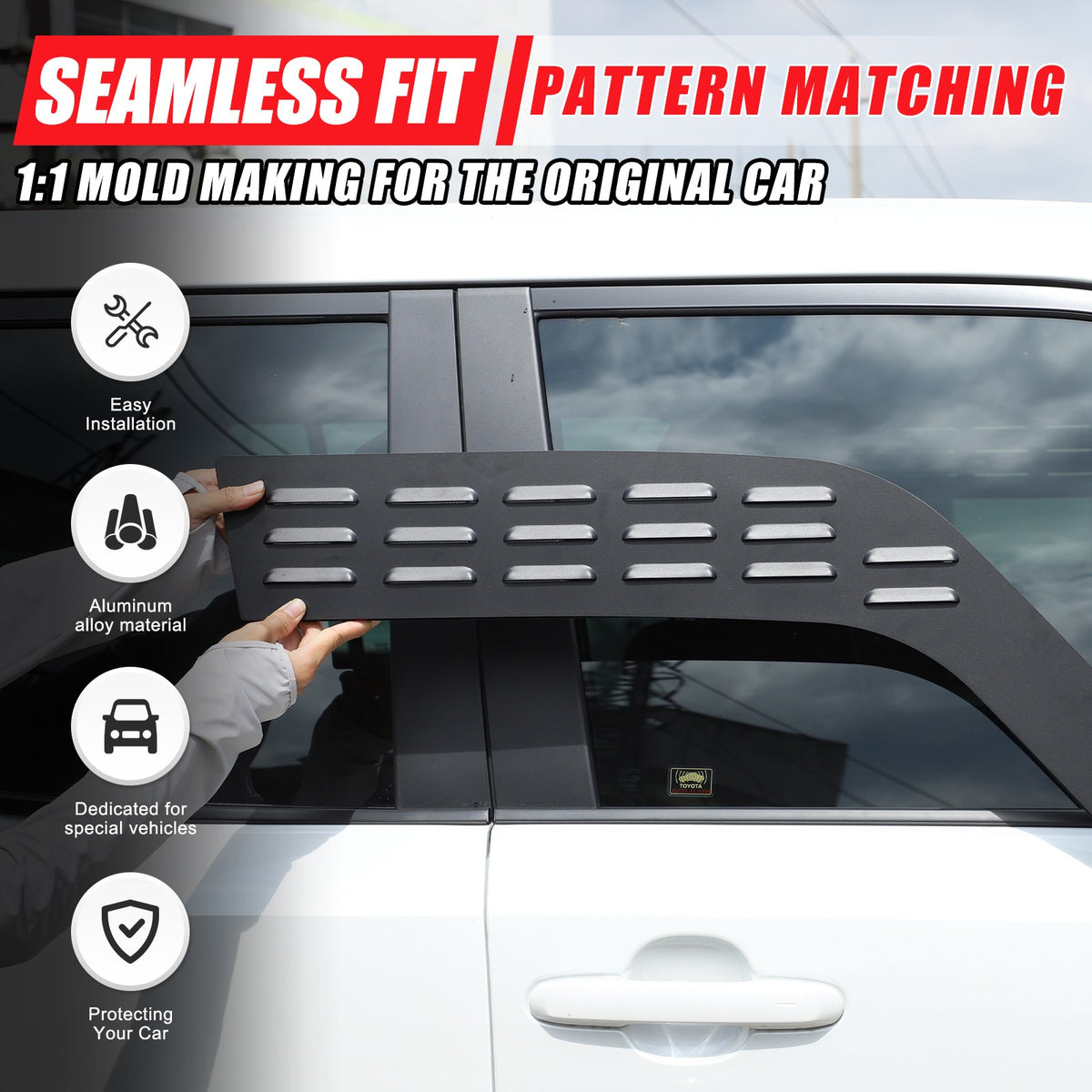 Front & Rear Window Louver Air Vent Trim For Toyota Land Cruiser Prado LC250 24+ 3