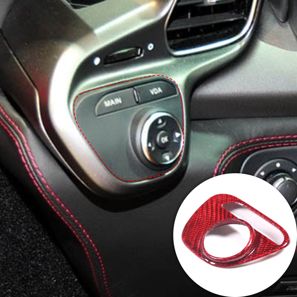 Red Real Carbon Fiber Center Interior Set Cover Trim Kit For Ferrari 458 2011-16 16