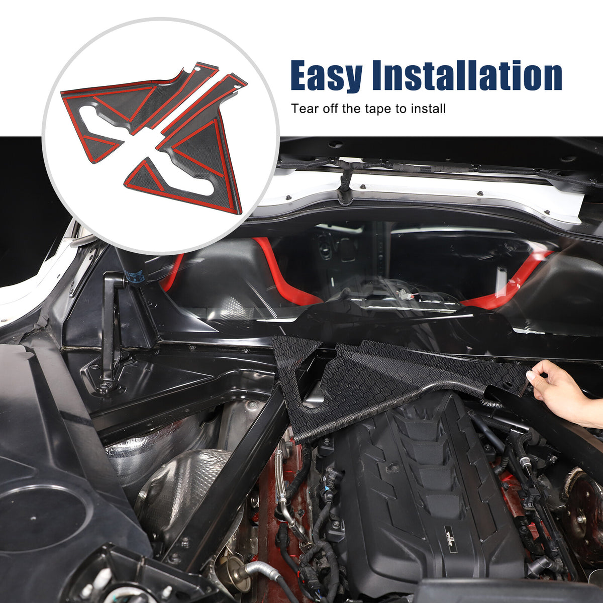 Honeycomb Carbon Fiber Engine Bay Corner Base Cover Overlay For Corvette C8 20+ 19