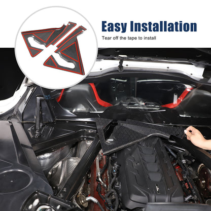Honeycomb Carbon Fiber Engine Bay Corner Base Cover Overlay For Corvette C8 20+ 19