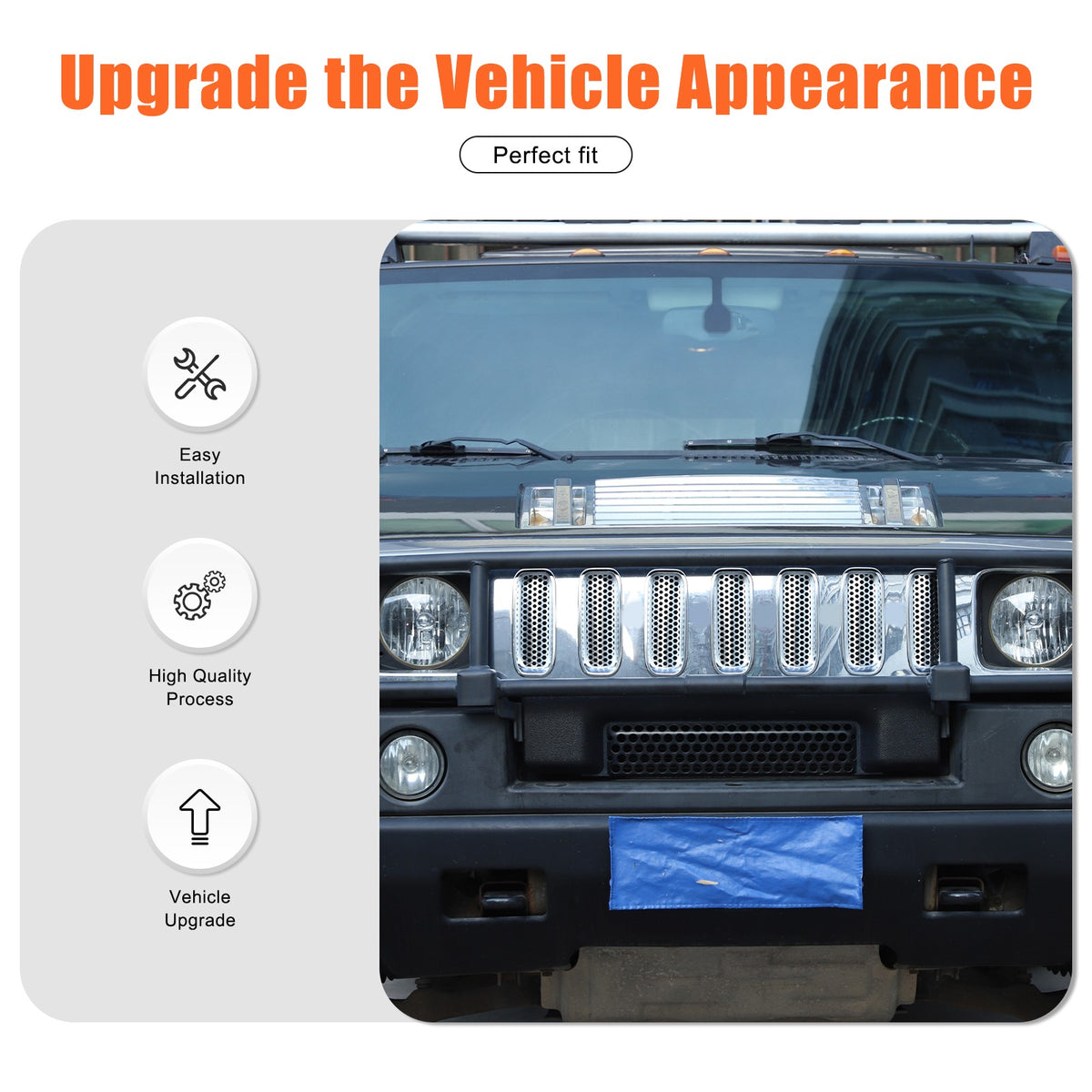Silver Chrome Exterior Door Handle Mirror Hood Vent Trim Kit For Hummer H2 03-09 145