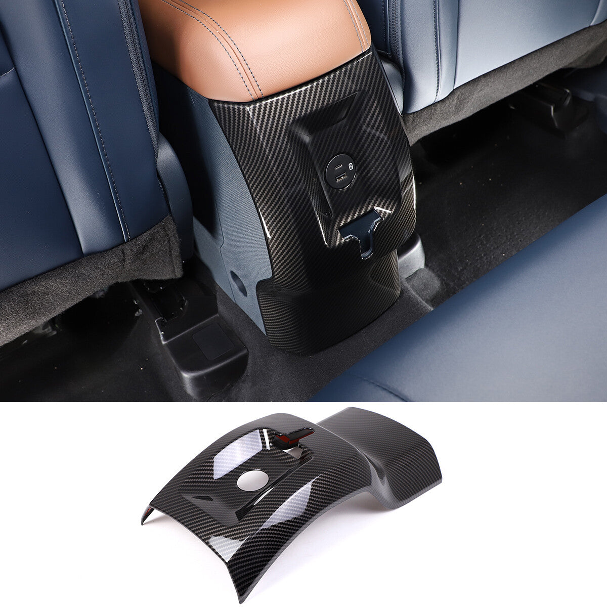 Carbon Fiber style Rear Air Outlet Vent Trim Cover Frame For Ford Maverick 2022 1