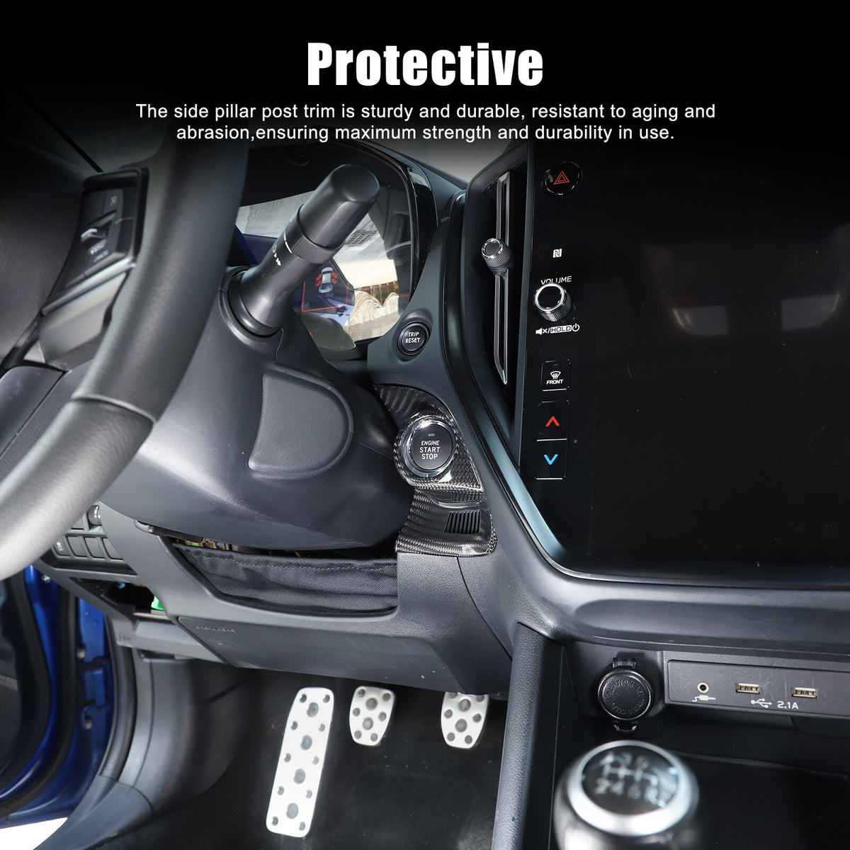 Real Carbon fiber Engine Start Stop Button Cover Trim For Subaru WRX VB 2022-24 12