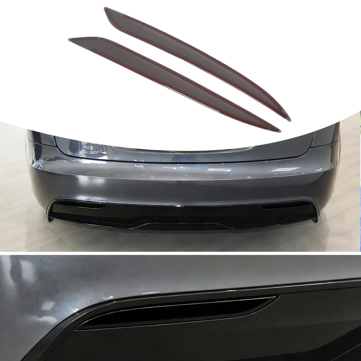 Smoked Black Rear Fog Tail Light Lamp Decor Cover Trim For Tesla Model S 2017+ 10
