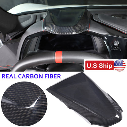 Real Carbon Fiber Dashboard Instrument Upper Cover for Corvette C8 20-25 US 1