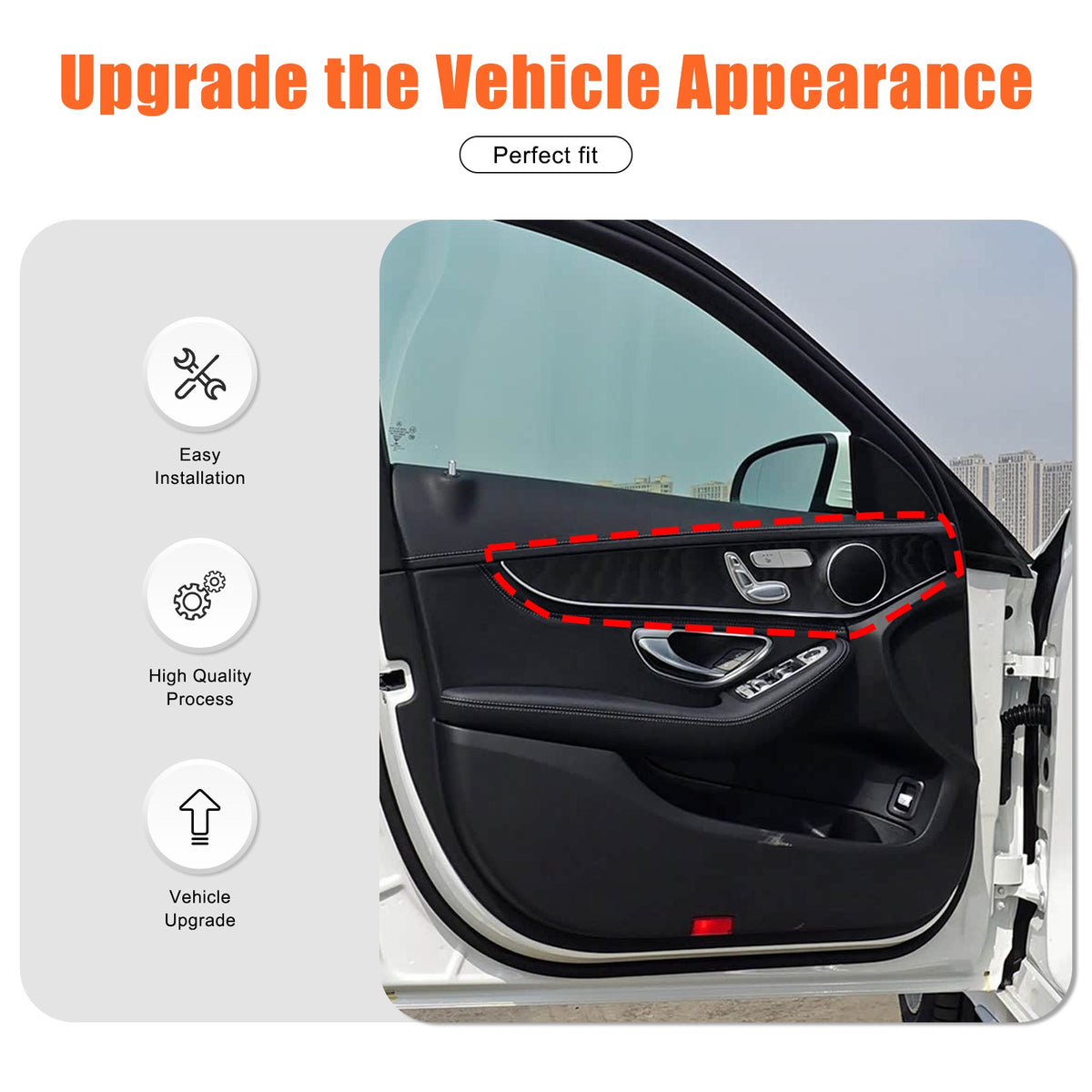 Oak Wood Grain ABS Interior Door Panel Trim For Benz C-Class W205 2015-2021 US 6