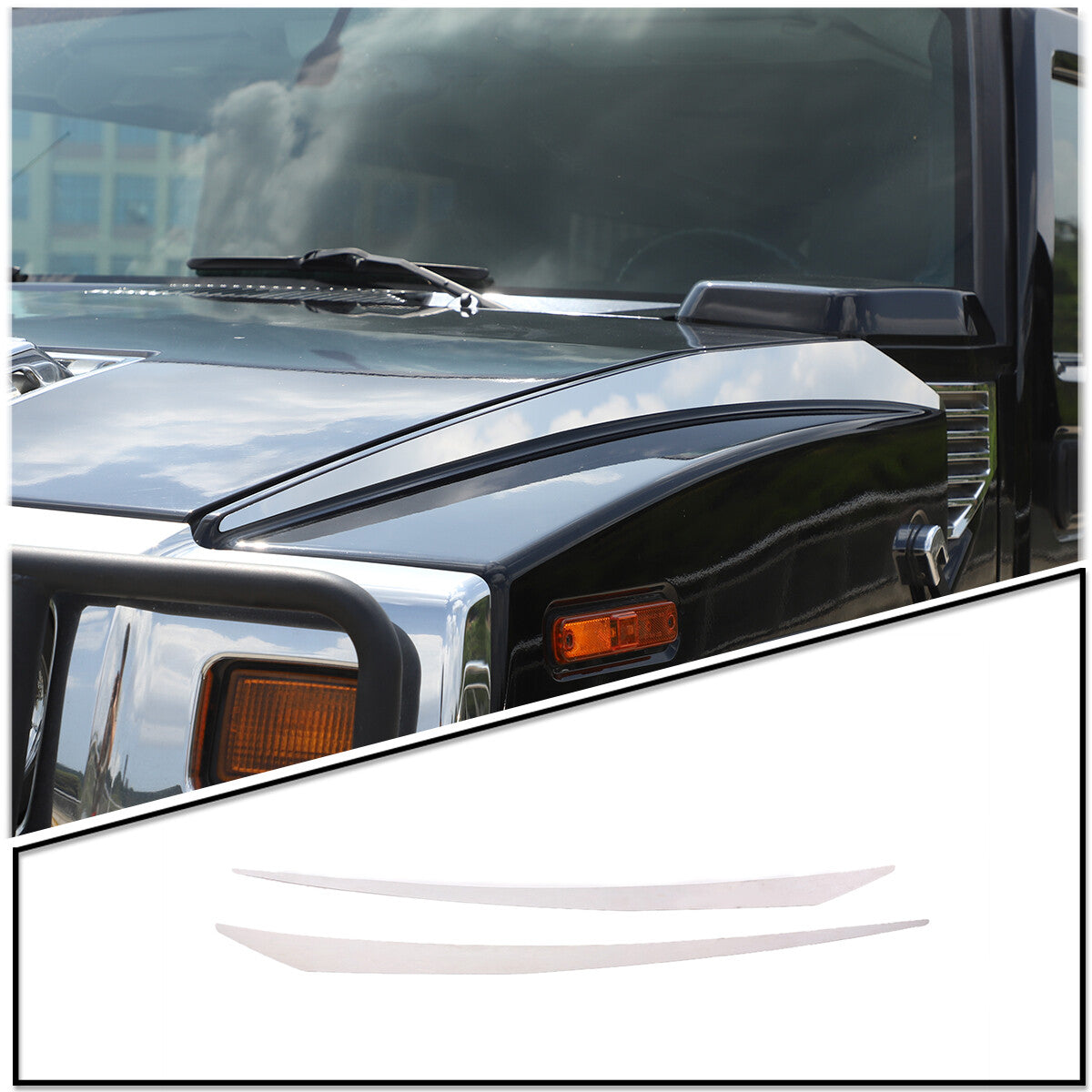 Chrome Stainless Steel Hood Accent Trim Cover For 2003-2009 Hummer H2 US 10