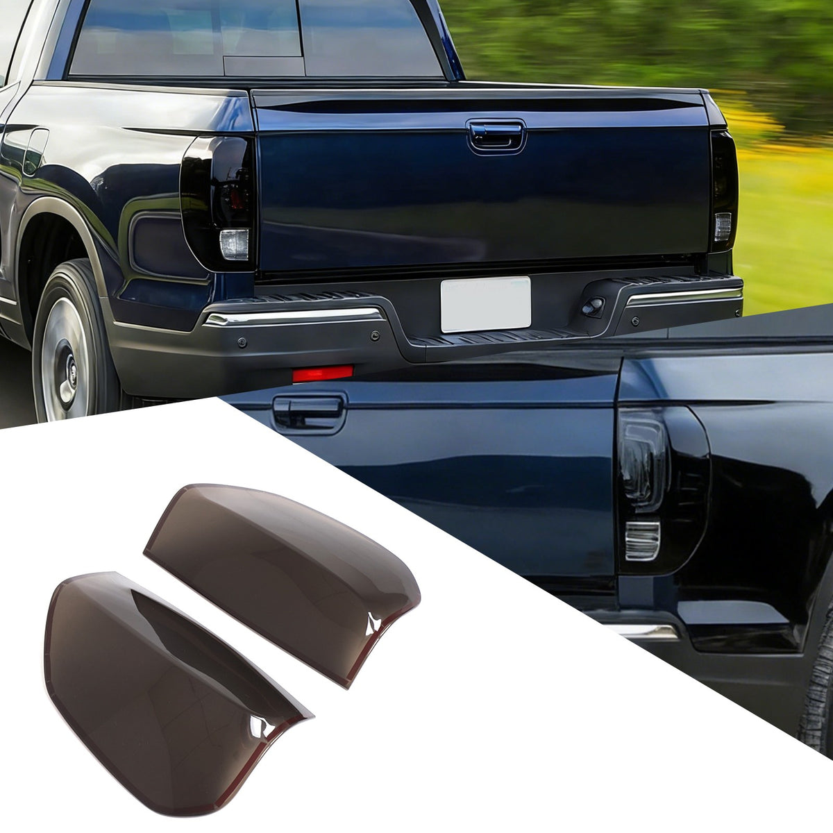 Smoked Black Taillight Lamp Cover Trim Overlays For Honda Ridgeline 2017+ US 1