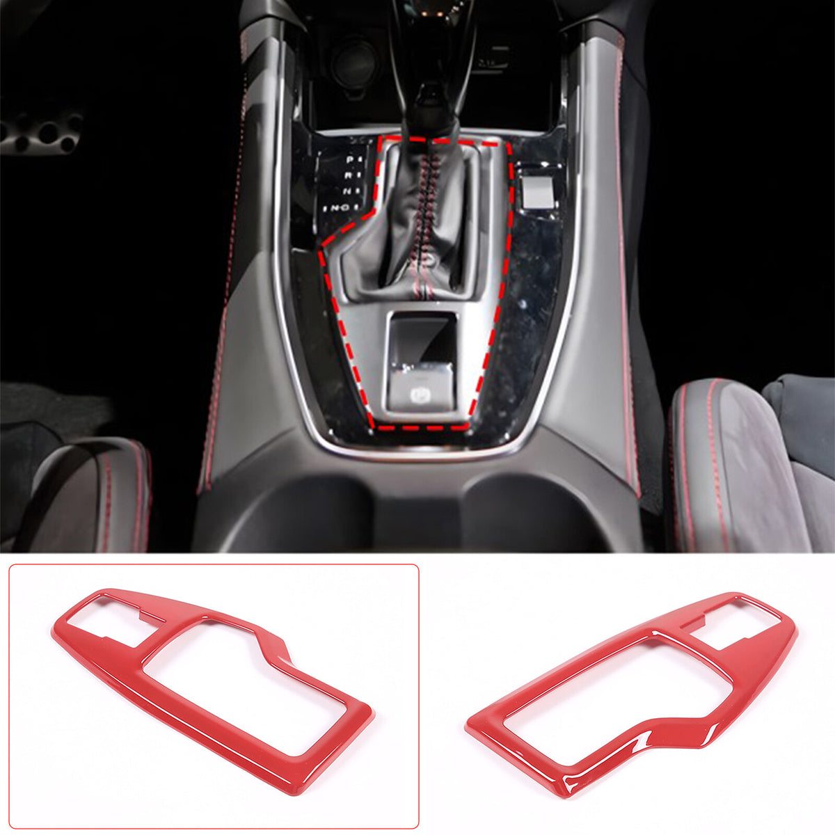 ABS Red Center Console Gear Shifter Panel Cover for Subaru WRX VB AT 2022-24 6