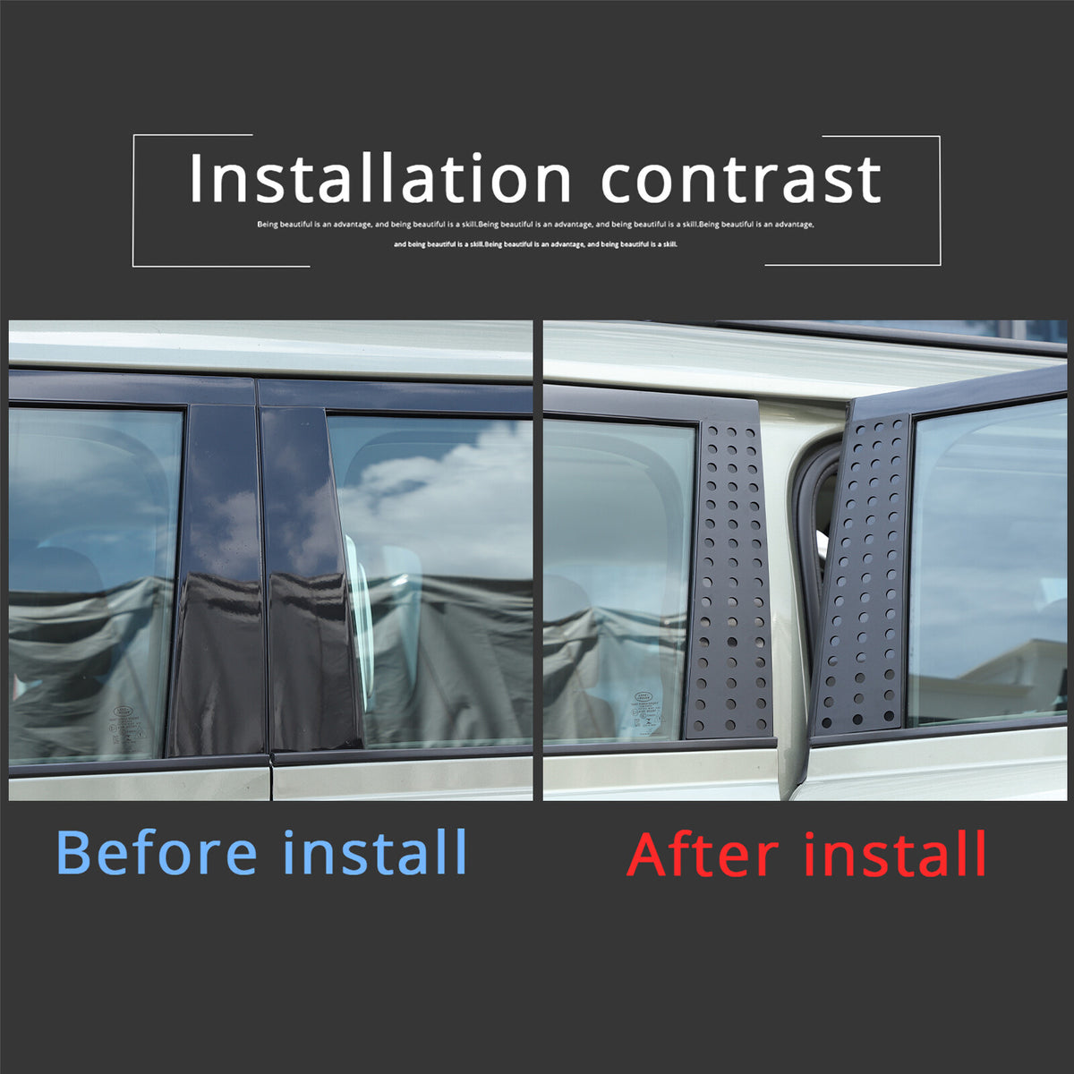 Black Aluminum Window Center Pillar Trim Panel For Land Rover Defender 2020-23 9