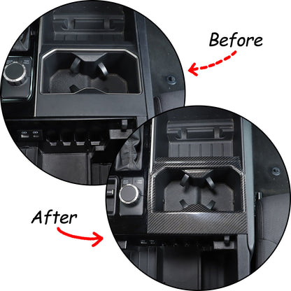 Real Carbon fiber Center Front Cup Holder Cover Trim Frame For Toyota Tundra 22+ 3