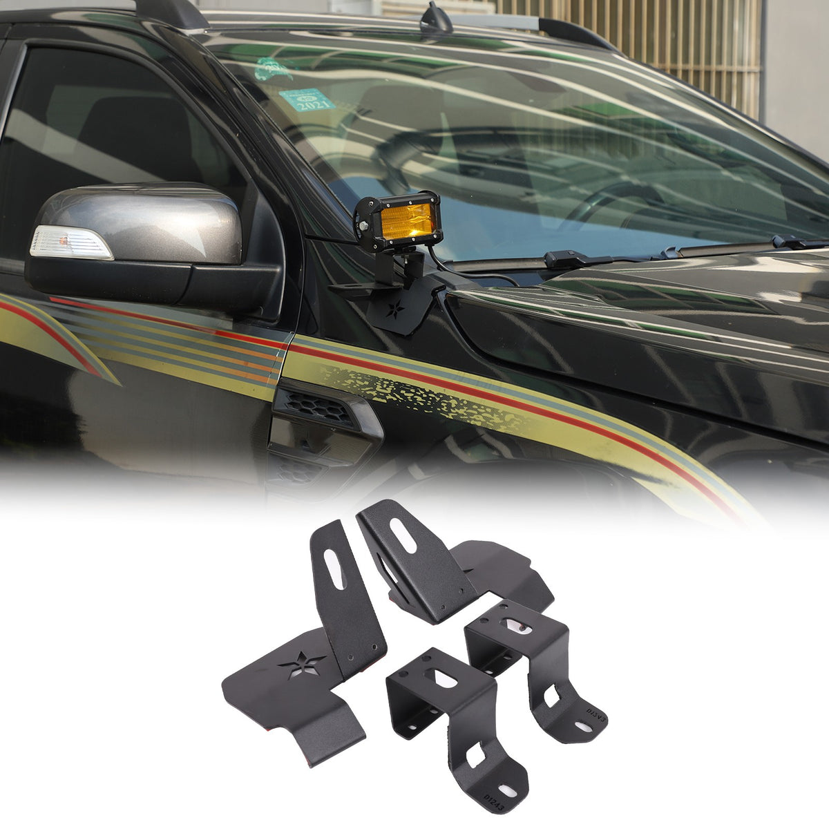 Carbon Steel A-Pillar Light Mount Bracket For Ford Ranger T7 2015-2021 2