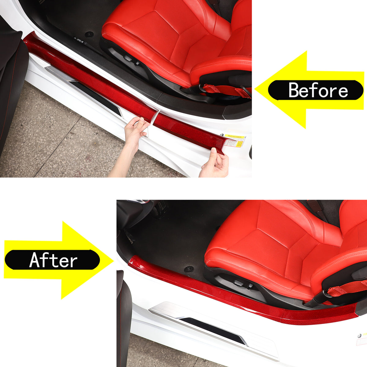 Red Real Carbon Fiber Full Interior Set Decor Trim Kit for Corvette C8 20-25 - Styles 21-25 9