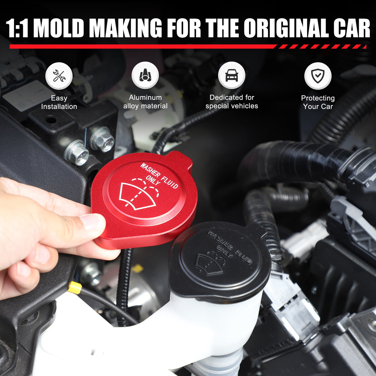 Red Alloy Engine Cabin Fluid Switch Trim Cover For Toyota Land Cruiser LC250 24+ 11