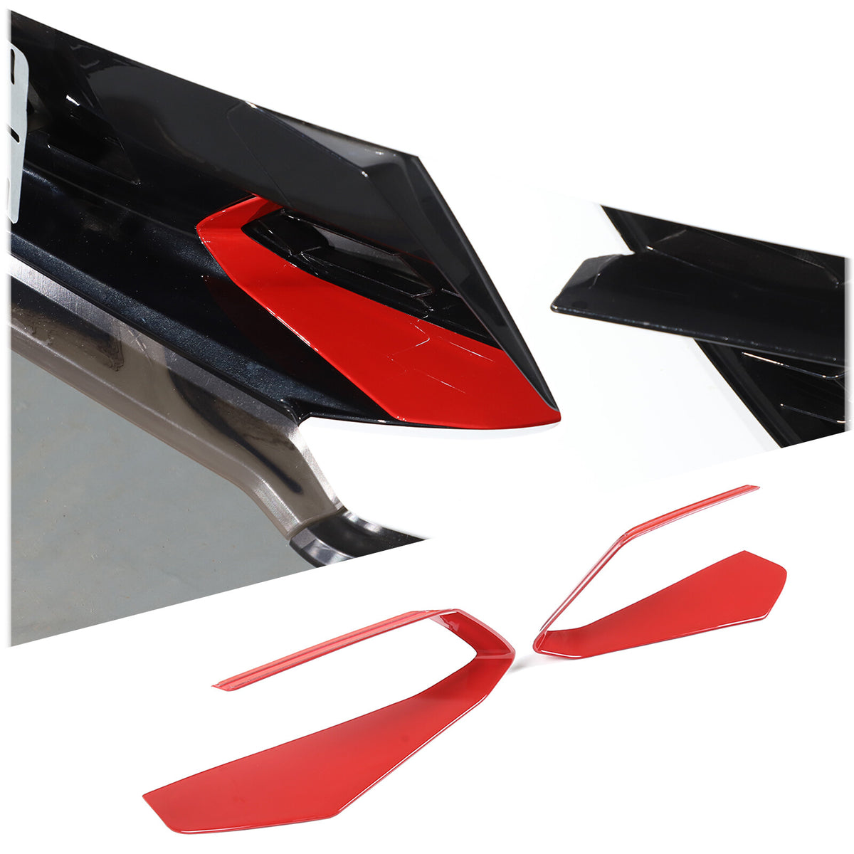 Red Front Side Air Intake Vent Grille Cover Trim For Corvette C8 20-25 US 19