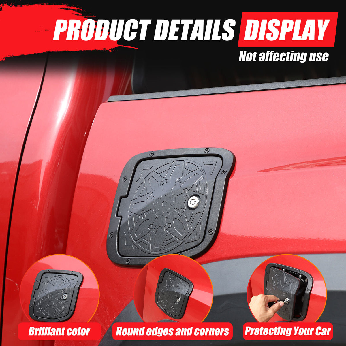Lock +Key+ Aluminum Gas Fuel Tank Door Cover Cap For Toyota Tacoma 2016-2023 3
