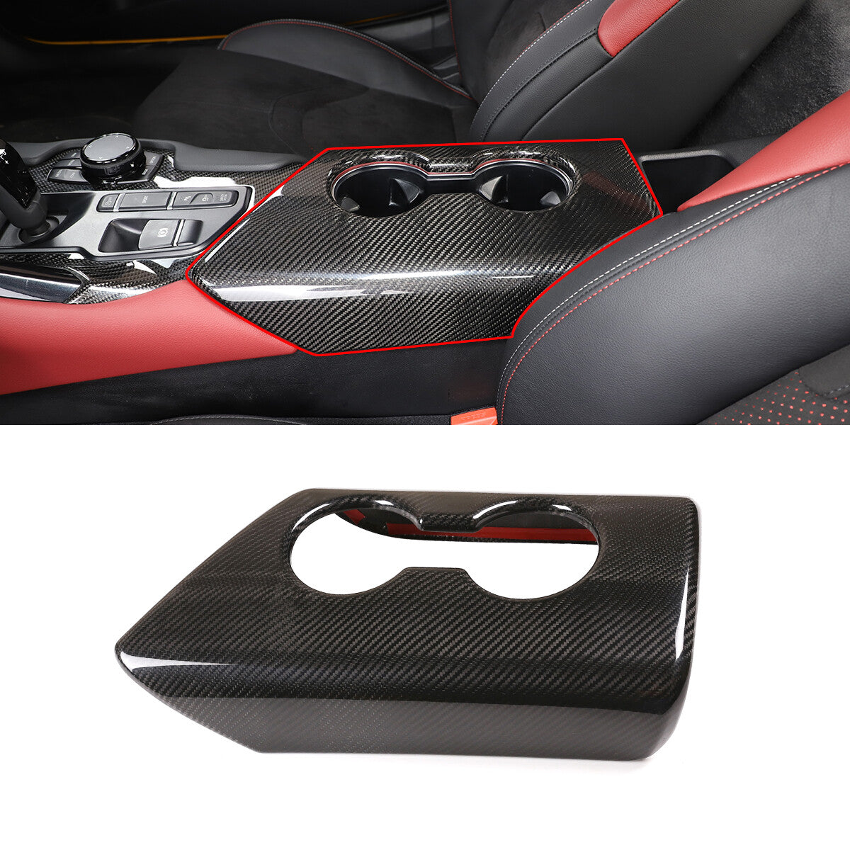 Armrest Box Cover Center Console Carbon Fiber PatternFor Toyota Supra 19-24 10