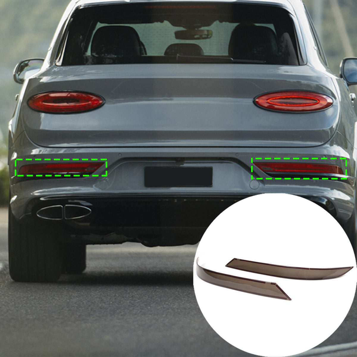 Smoked Rear Tail & Fog Light Blackout Taillight Cover For Bentley Bentayga 21-23 5