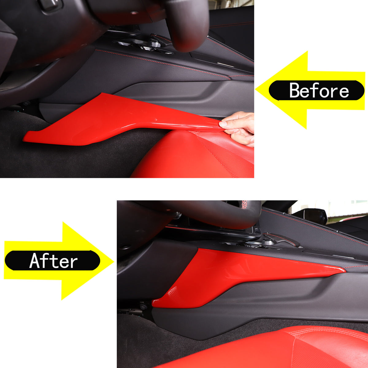 Red ABS Center Console Side Panel Trim Cover Fits For 2020-2025 Corvette C8 4