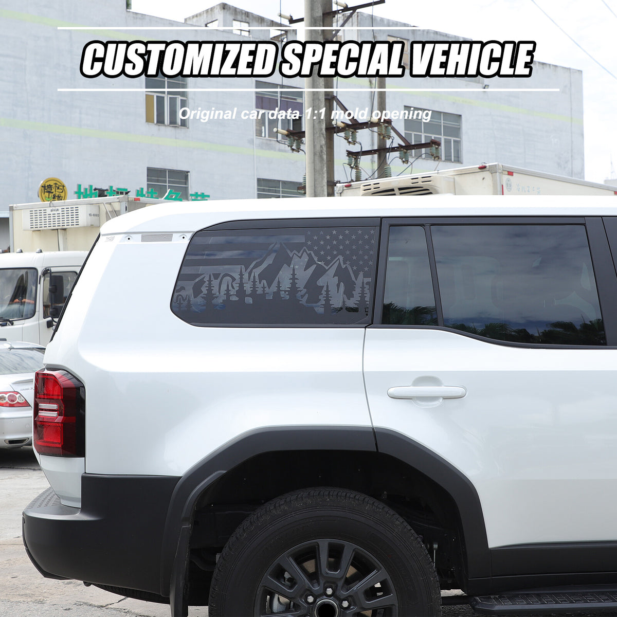 US Flag Rear Side Window Trim Stickers For Toyota Land Cruiser LC250 2024+ US 3