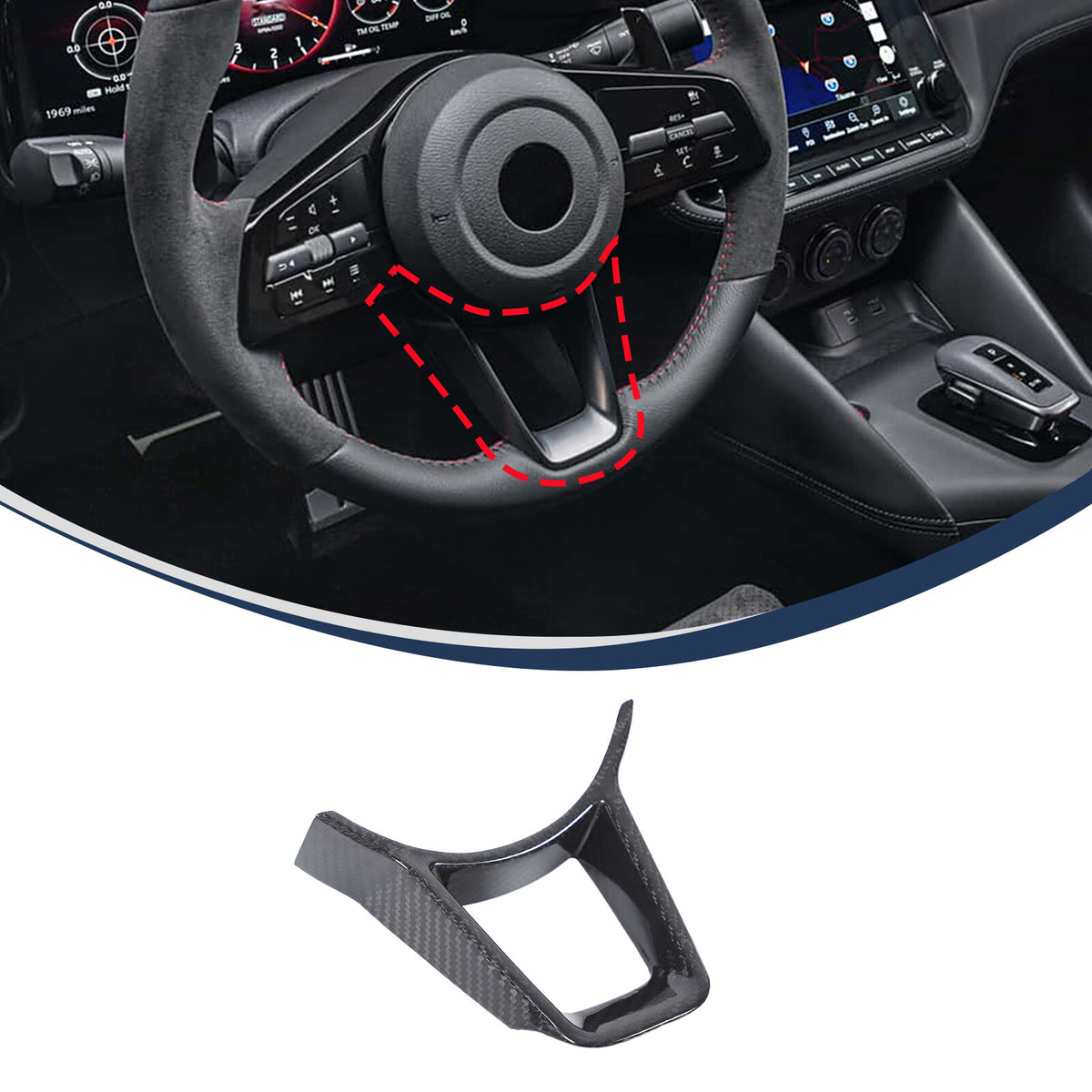 Real Carbon Fiber Steering Wheel U Type Cover Trim For Nissan Z RZ34 400Z 2023+ 2