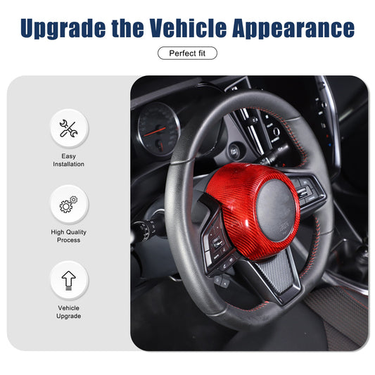 Red Real Carbon Fiber Steering Wheel Horn Trim Cover For Subaru WRX VB 2022+ 1