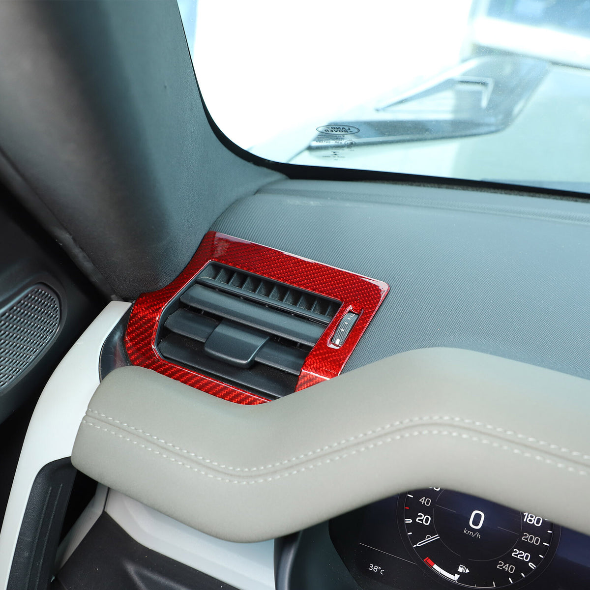 Red Real Carbon Fiber Air Vent Outlet Cover Trim For LR Defender L663 2020-24 9