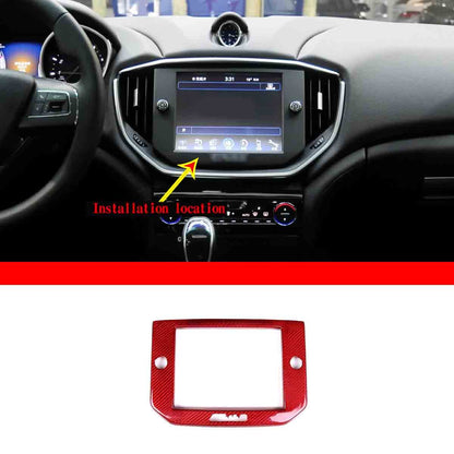 Red Carbon Fiber GPS Navigation Panel Cover Trim For Maserati Ghibli 2014-2015 3