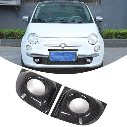 Real Carbon Fiber Front Fog Light Frame Trim For Fiat 500 312 2011-2015 11